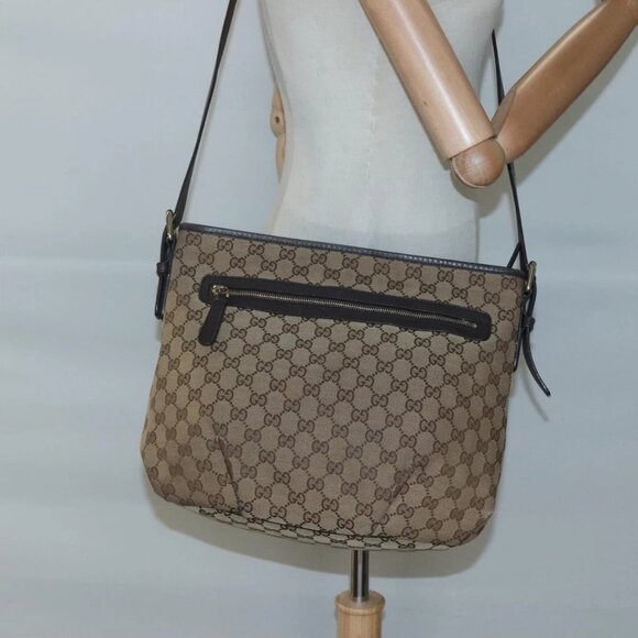 GUCCI GG Canvas Shoulder Bag Outlet Beige Gold - Picture 1 of 16